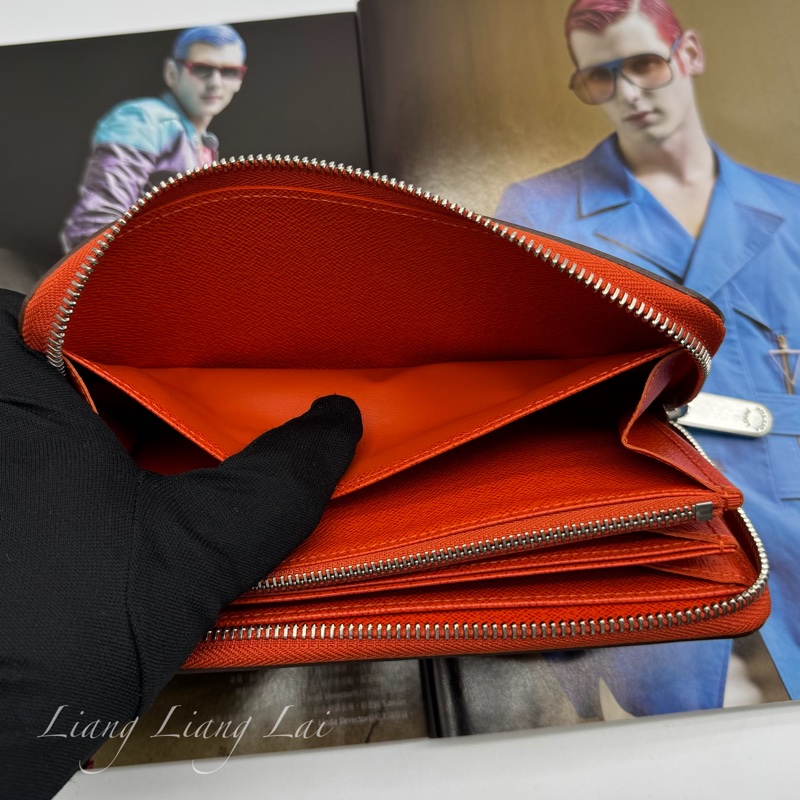 LOUIS VUITTON LV Epi 豔麗橘拉鍊長夾-5