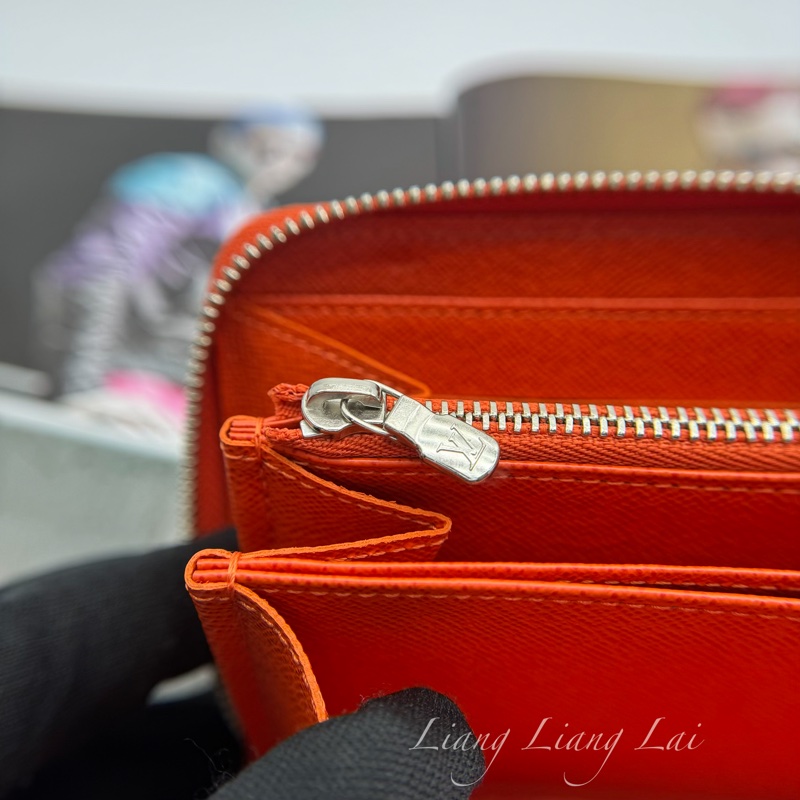 LOUIS VUITTON LV Epi 豔麗橘拉鍊長夾-8