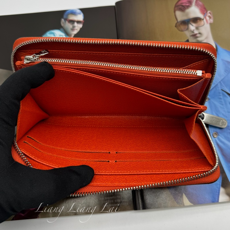 LOUIS VUITTON LV Epi 豔麗橘拉鍊長夾-11