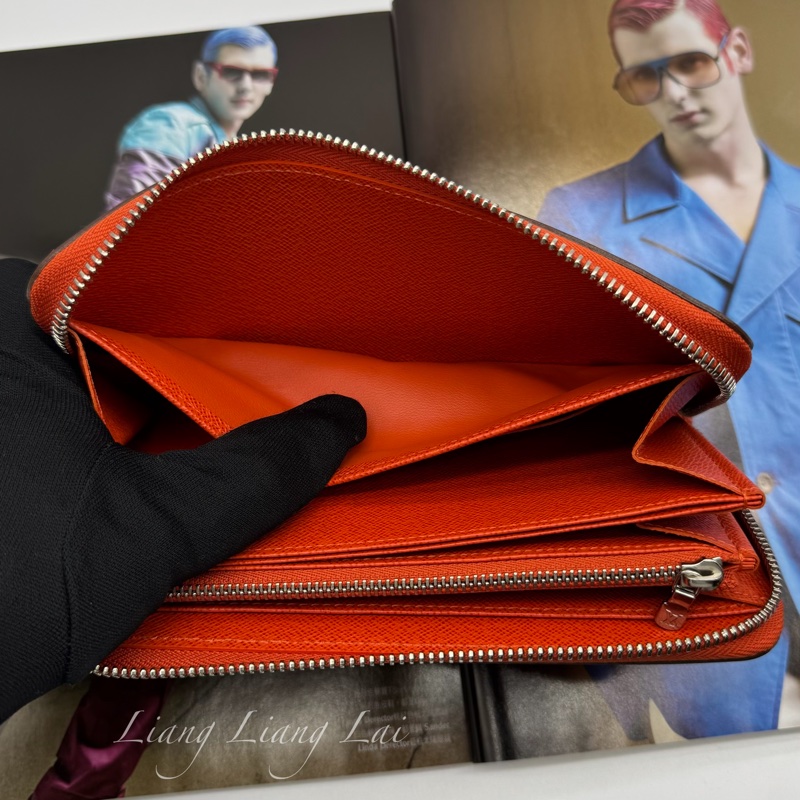 LOUIS VUITTON LV Epi 豔麗橘拉鍊長夾-12