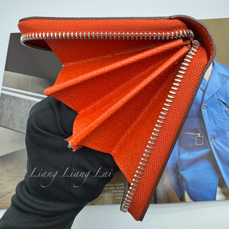 LOUIS VUITTON LV Epi 豔麗橘拉鍊長夾-14