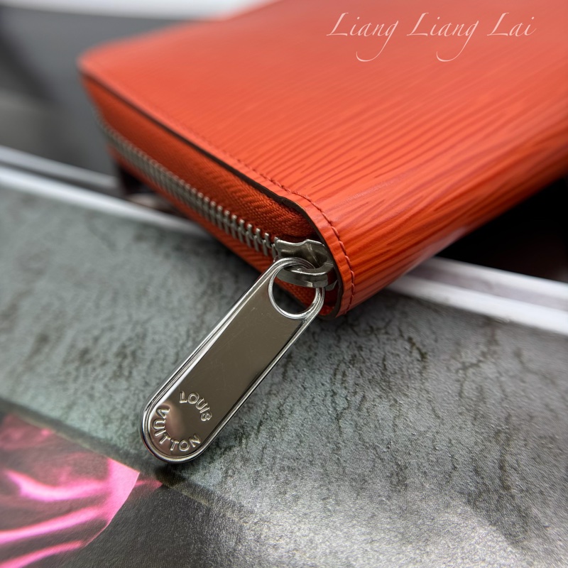 LOUIS VUITTON LV Epi 豔麗橘拉鍊長夾-15