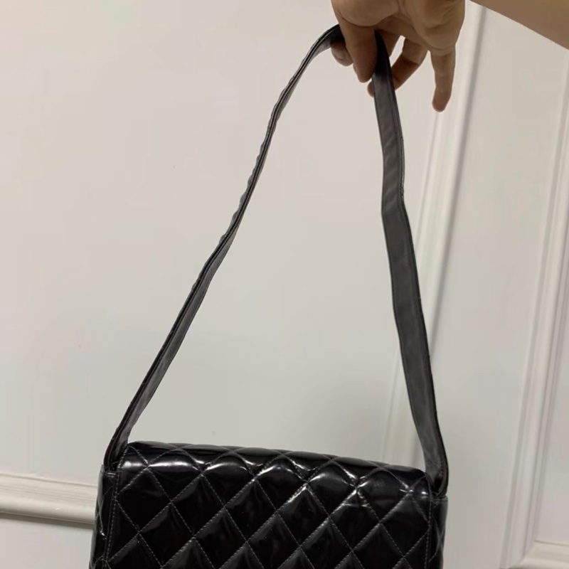 【92新 ✨ 全網最低價！】中古chanel 漆皮 菱格 豆腐包 單肩包 翻蓋（下單前先詢問庫存❗️）-6