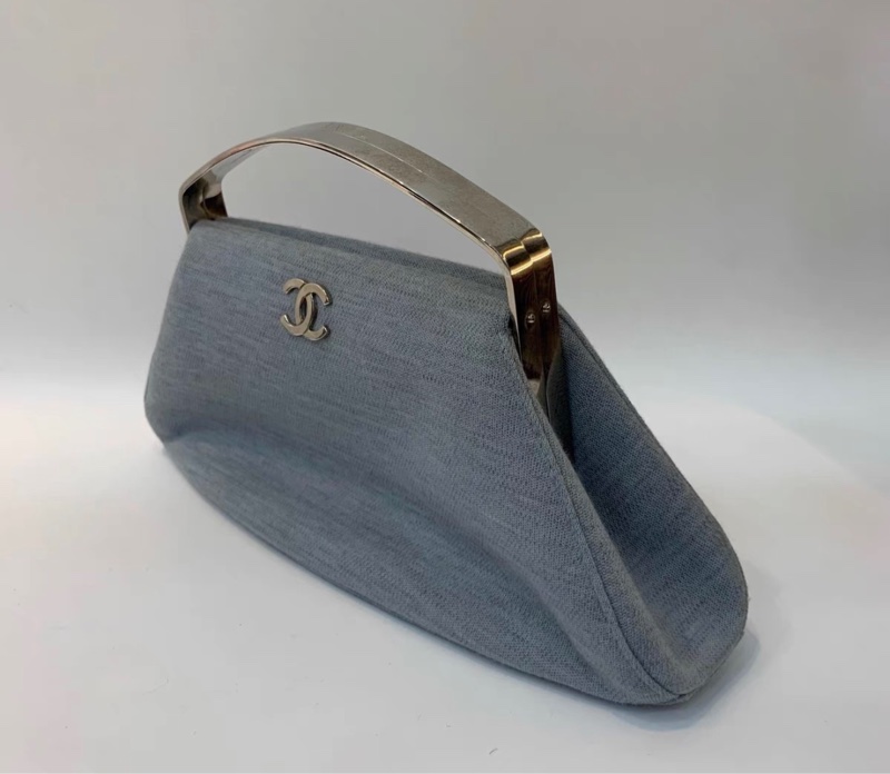 【97新 ✨ 全網最低價！】中古Chanel 香奈兒 晚宴包 箱包 手提包 手提包 藍色 銀柄 （下單前先詢問庫存❗️）-3