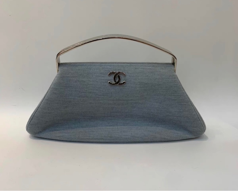 【97新 ✨ 全網最低價！】中古Chanel 香奈兒 晚宴包 箱包 手提包 手提包 藍色 銀柄 （下單前先詢問庫存❗️）-5
