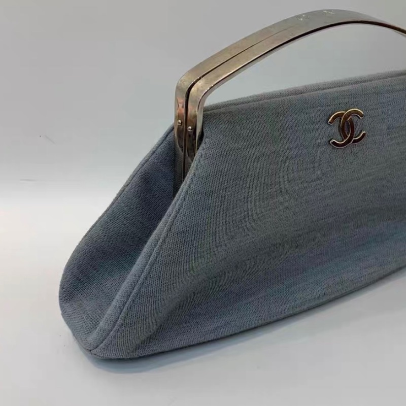 【97新 ✨ 全網最低價！】中古Chanel 香奈兒 晚宴包 箱包 手提包 手提包 藍色 銀柄 （下單前先詢問庫存❗️）-8