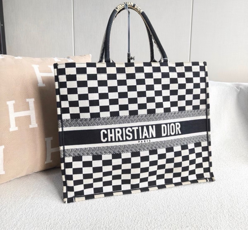 【97新 ✨ 全網最低價！】Dior迪奧 黑白格 棋盤 BookTote大號（下單前先詢問庫存❗️）-6