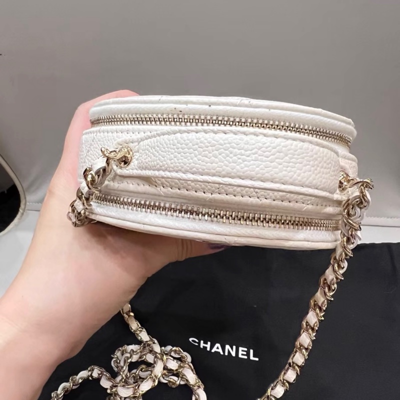 【全新 ✨ 全網最低價!】chanel 香奈兒22c 奶白 手提圓餅包 小盒子荔枝紋牛皮(下單前先詢問庫存❗️)-2