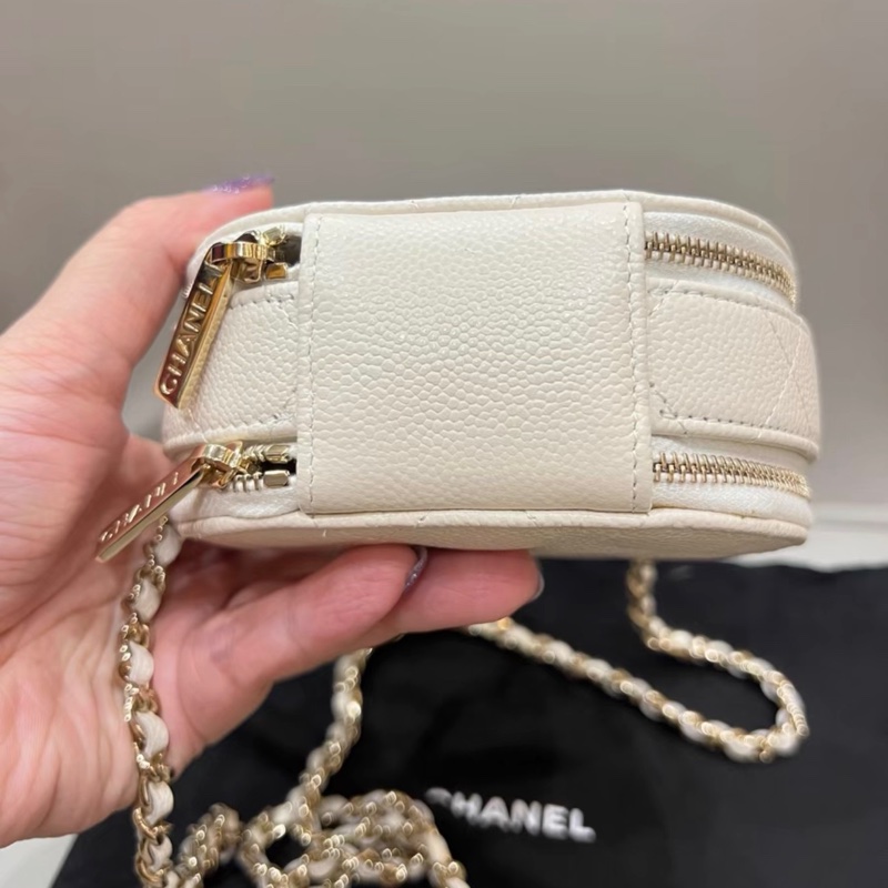 【全新 ✨ 全網最低價!】chanel 香奈兒22c 奶白 手提圓餅包 小盒子荔枝紋牛皮(下單前先詢問庫存❗️)-3