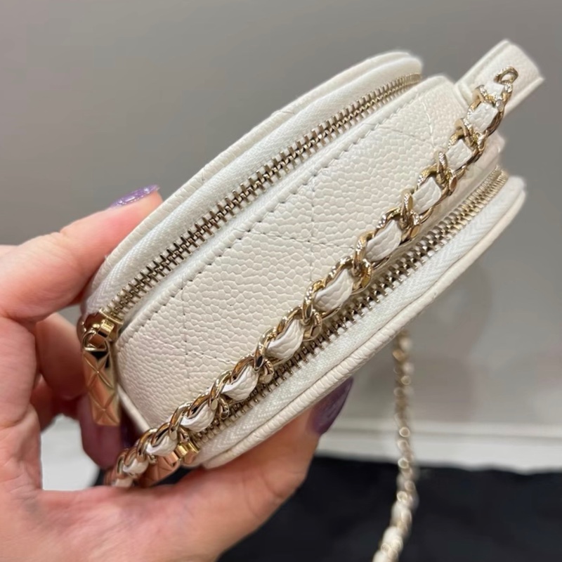 【全新 ✨ 全網最低價!】chanel 香奈兒22c 奶白 手提圓餅包 小盒子荔枝紋牛皮(下單前先詢問庫存❗️)-4