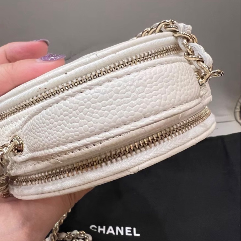 【全新 ✨ 全網最低價!】chanel 香奈兒22c 奶白 手提圓餅包 小盒子荔枝紋牛皮(下單前先詢問庫存❗️)-7