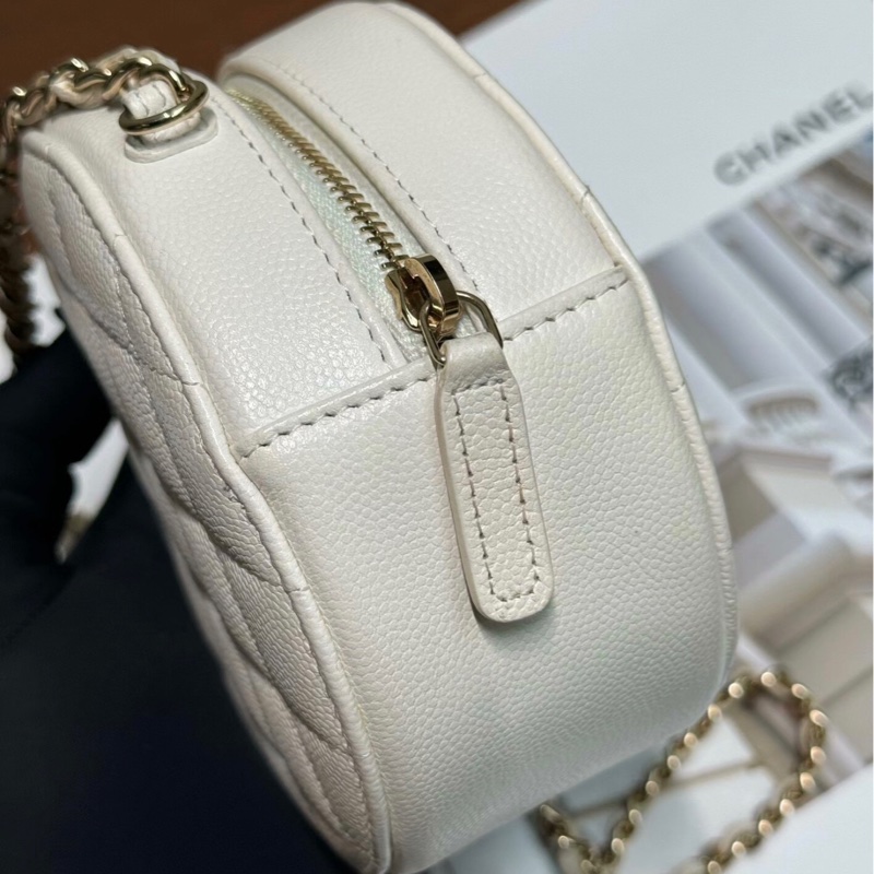 【97新 ✨ 全網最低價!】Chanel香奈兒 21C圓餅單肩包 白色 荔枝牛皮金扣 氣質斯文款(下單前先詢問庫存❗️)-5