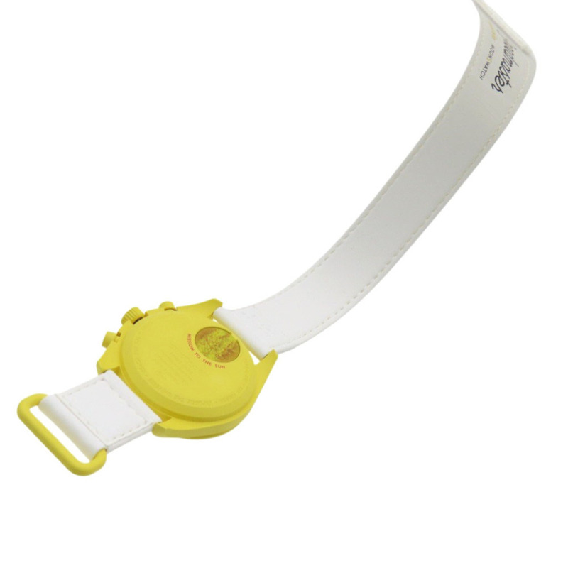 近新歐米茄 x Swatch 聯名款「太陽之旅」超霸系列 SO33J100 石英腕錶,尼龍錶帶搭配生物陶瓷錶殼,黃色,0030OMEGA S033J100,男士款-6