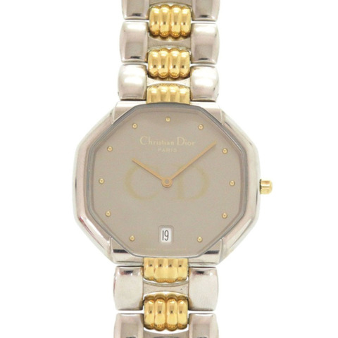 Christian Dior Octagon 45.204 不鏽鋼銀色和金色石英錶，附保固卡 0029