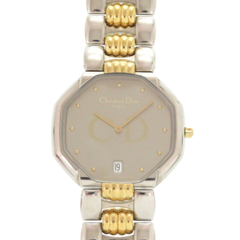 Christian Dior Octagon 45.204 不鏽鋼銀色和金色石英錶,附保固卡 0029-0