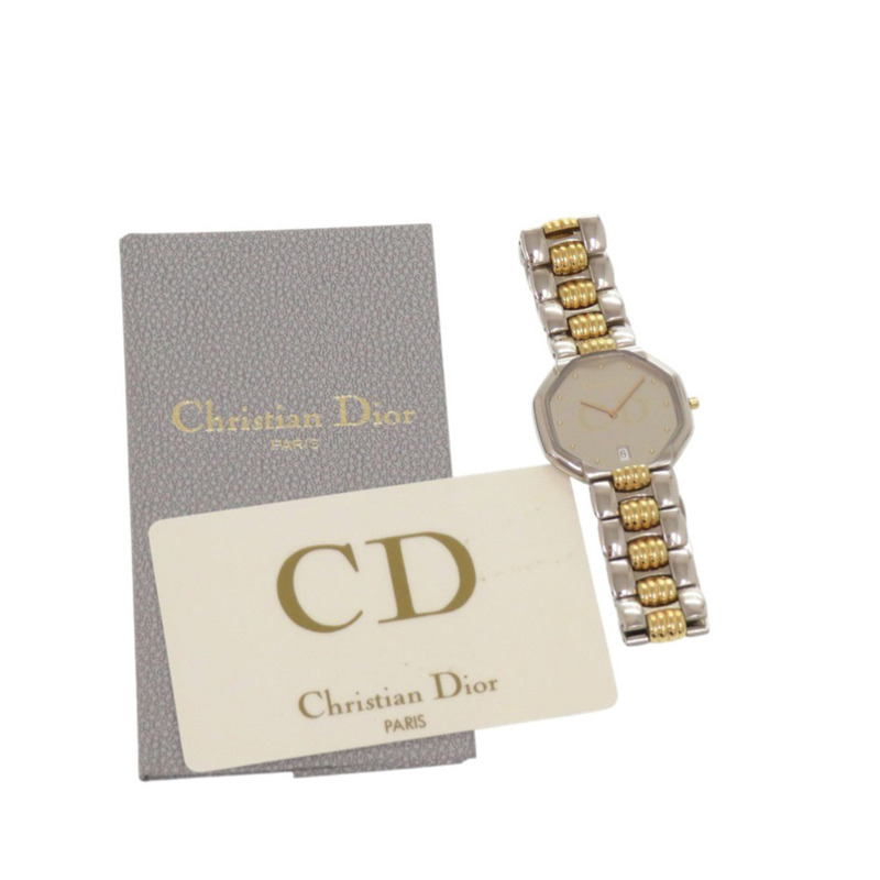 Christian Dior Octagon 45.204 不鏽鋼銀色和金色石英錶,附保固卡 0029-1