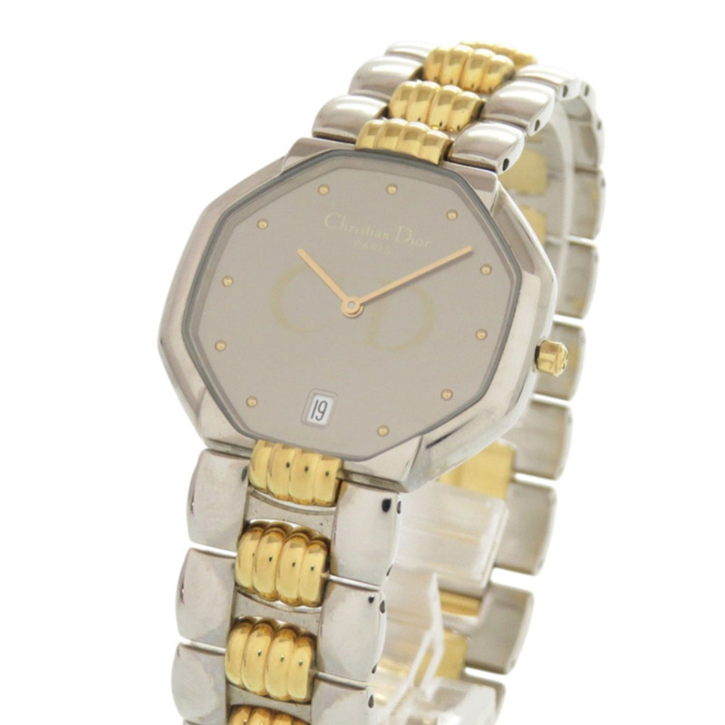 Christian Dior Octagon 45.204 不鏽鋼銀色和金色石英錶,附保固卡 0029-2