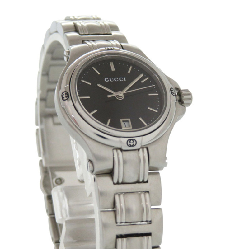 成色極佳的 Gucci 9040L 黑色錶盤不鏽鋼銀色石英錶 0028GUCCI-2