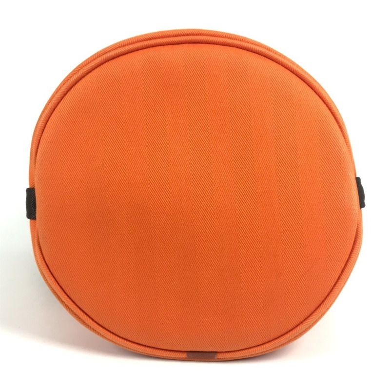 愛馬仕 Sac de Pansage 水桶形斜背包，帶小袋，棉質肩帶，男女通用，橙色-4