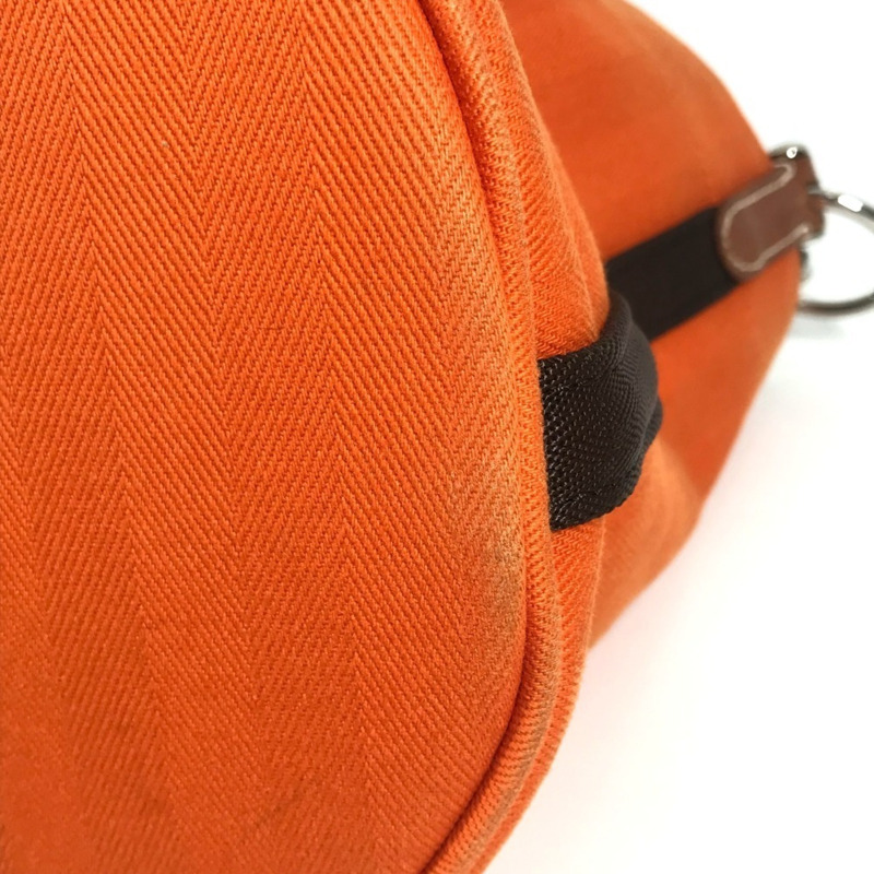 愛馬仕 Sac de Pansage 水桶形斜背包，帶小袋，棉質肩帶，男女通用，橙色-5