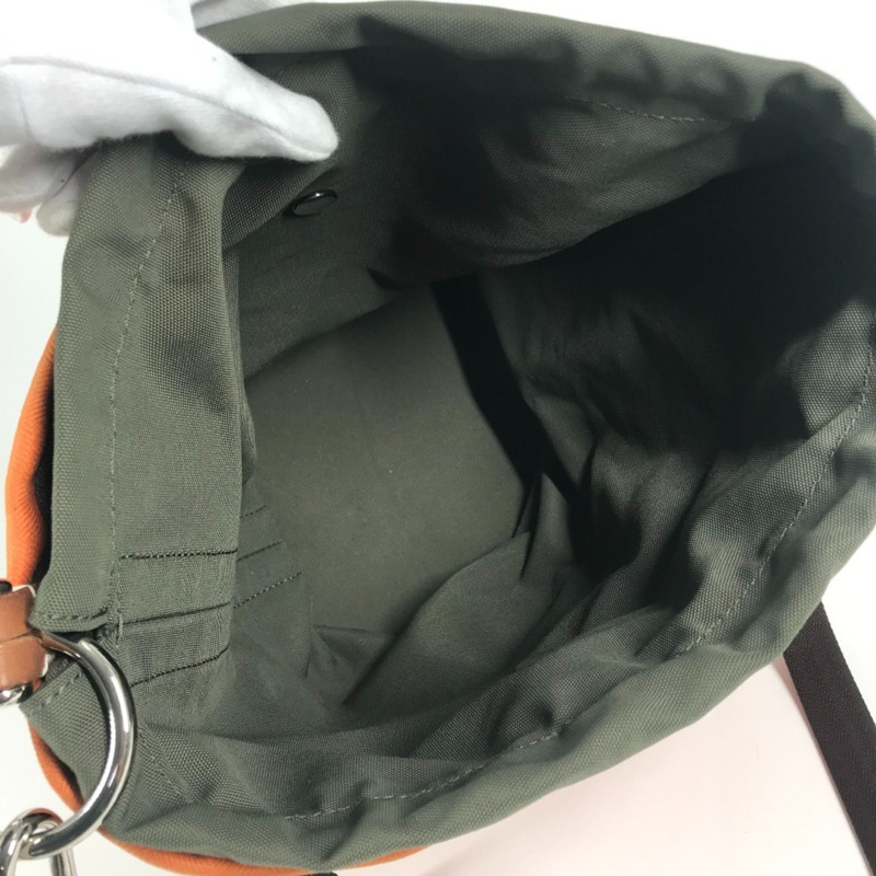 愛馬仕 Sac de Pansage 水桶形斜背包，帶小袋，棉質肩帶，男女通用，橙色-9