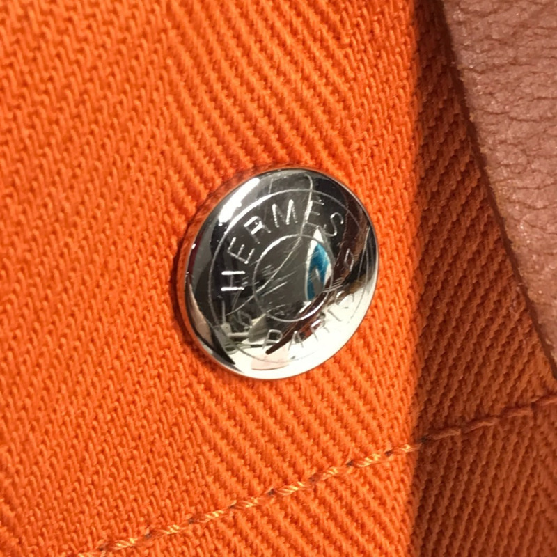 愛馬仕 Sac de Pansage 水桶形斜背包，帶小袋，棉質肩帶，男女通用，橙色-13