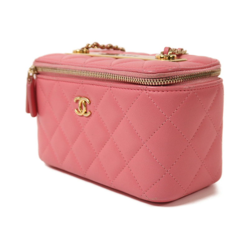 CHANEL 羊皮皮革Vanity Case金扣鏈帶肩背袋-2