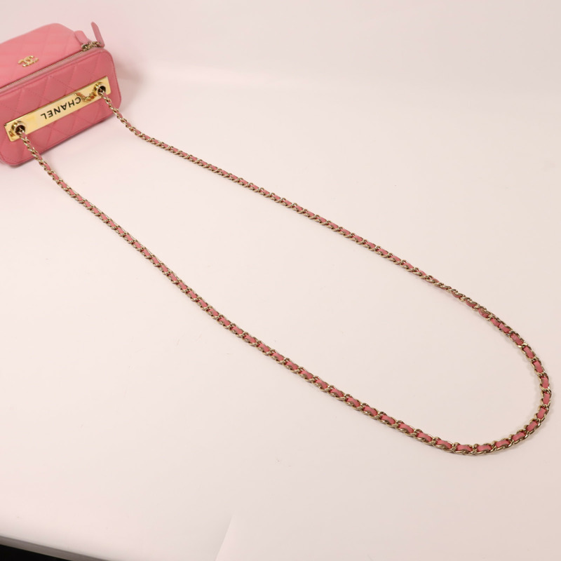 CHANEL 羊皮皮革Vanity Case金扣鏈帶肩背袋-7