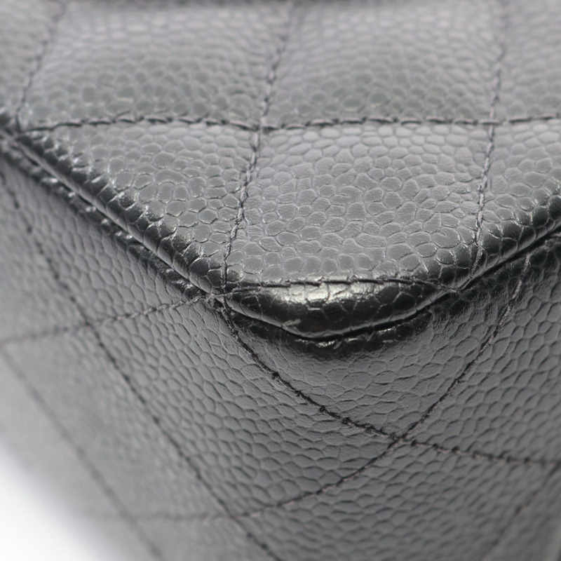 香奈兒 (CHANEL) Matelasse W 翻蓋鏈條單背包 A01112 黑色皮革 SHW 二手 CC-6