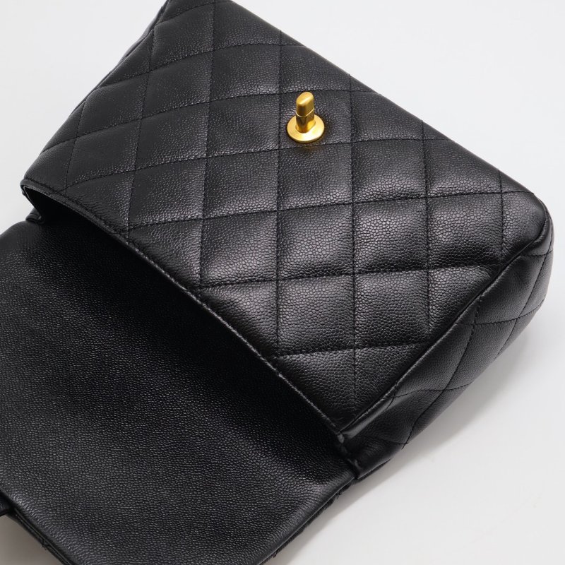 CHANEL 愛心調節釦口蓋包 24 - 黑金-8
