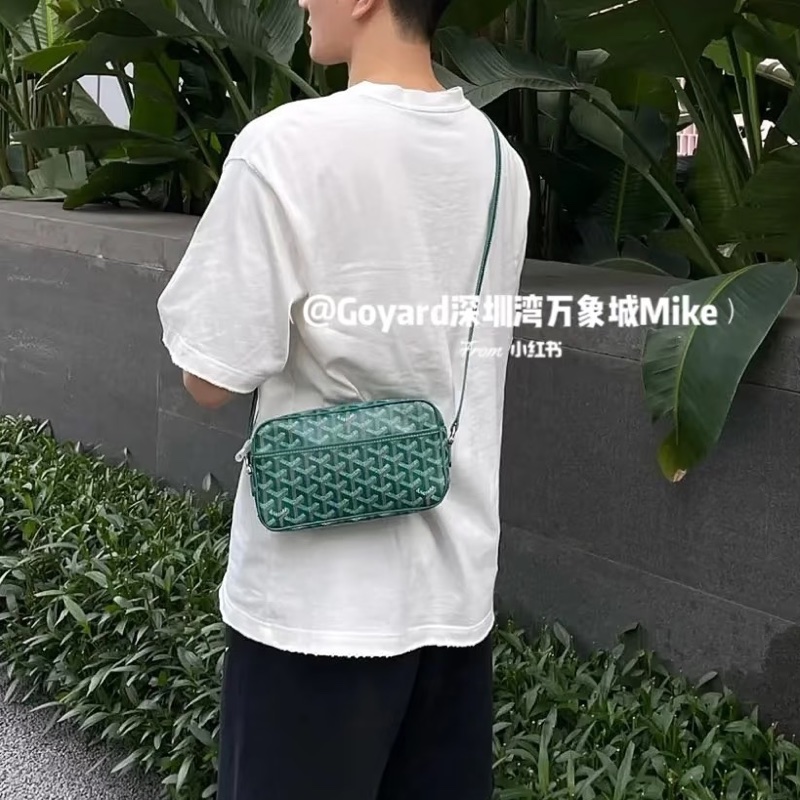超限量低價💯帥潮必入😎Goyard戈雅Cap-vert綠色Y字老花塗層帆布相機包斜挎包肩背包📷-4