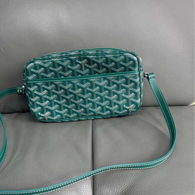 超限量低價💯帥潮必入😎Goyard戈雅Cap-vert綠色Y字老花塗層帆布相機包斜挎包肩背包📷-10