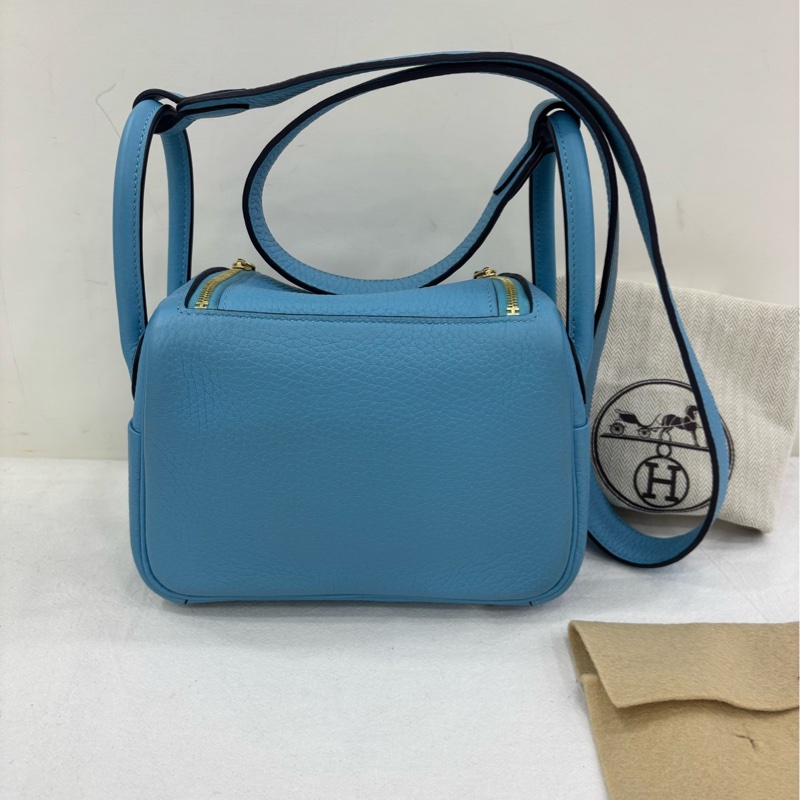 Hermes 愛馬仕 mini lindy 北方藍金扣 Z刻-1