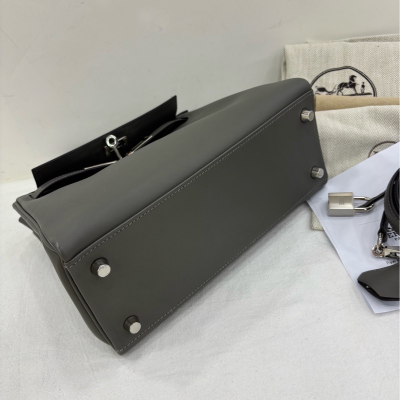 Hermes 愛馬仕 kelly25 0L 積雨雲銀扣 swift皮 U刻 影印票-4