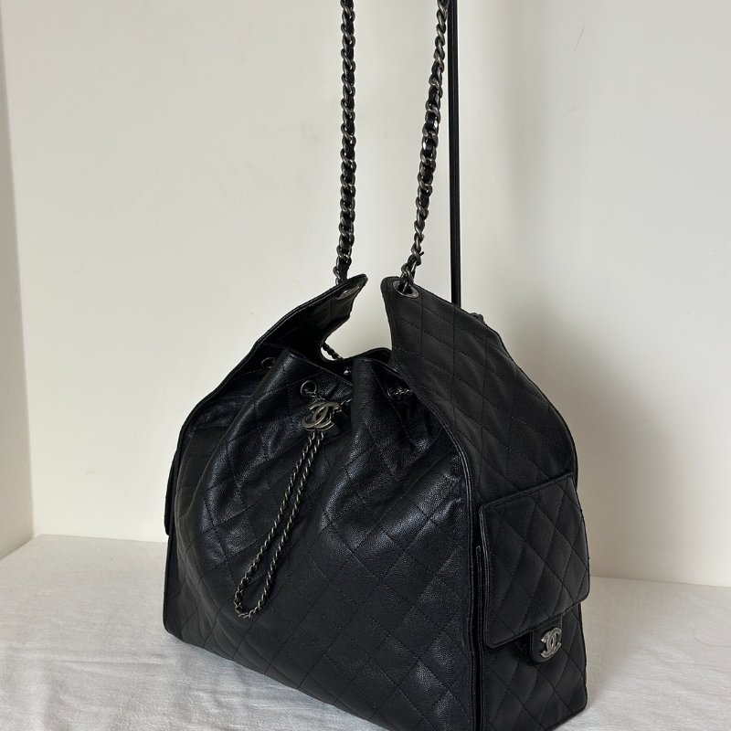 CHANEL 25 Hobo bag - 大號黑銀-10