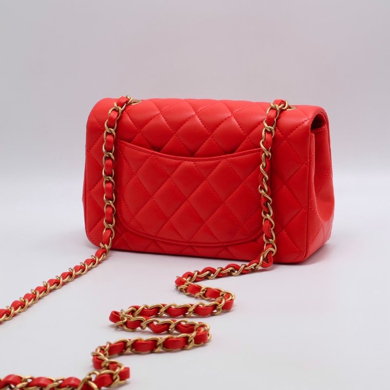 CHANEL 經典口蓋包Mini CF20 - 紅金27開-1