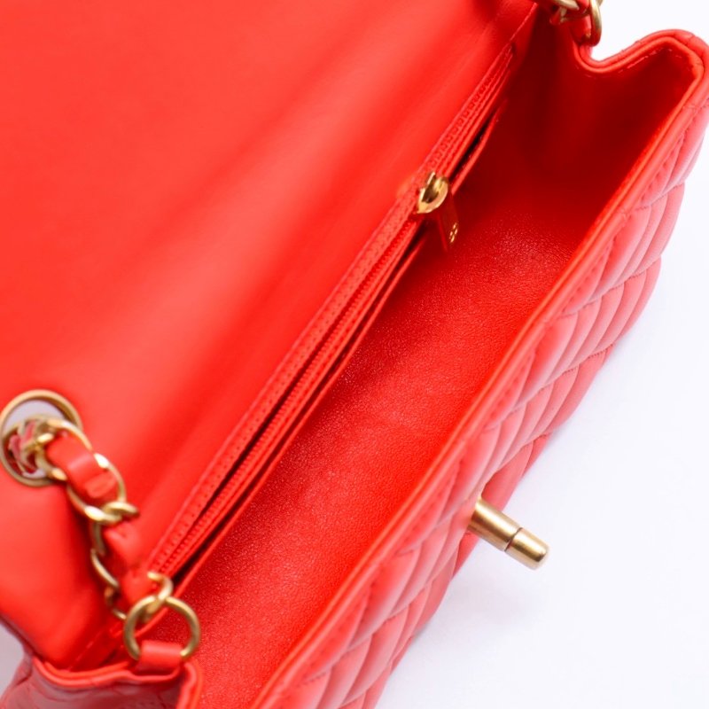 CHANEL 經典口蓋包Mini CF20 - 紅金27開-2