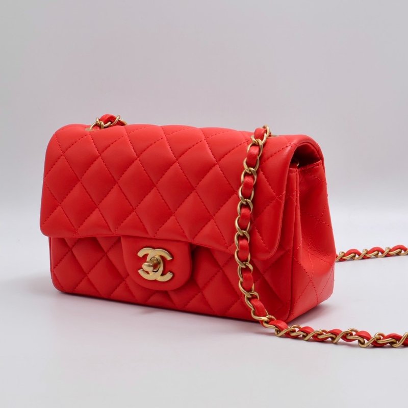 CHANEL 經典口蓋包Mini CF20 - 紅金27開-15