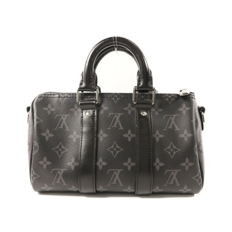 LOUIS VUITTON Monogram Eclipse Keepall Bandouliere 25銀扣手挽肩背兩用袋-1