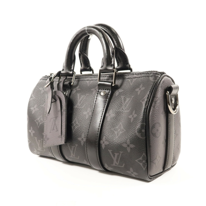 LOUIS VUITTON Monogram Eclipse Keepall Bandouliere 25銀扣手挽肩背兩用袋-2