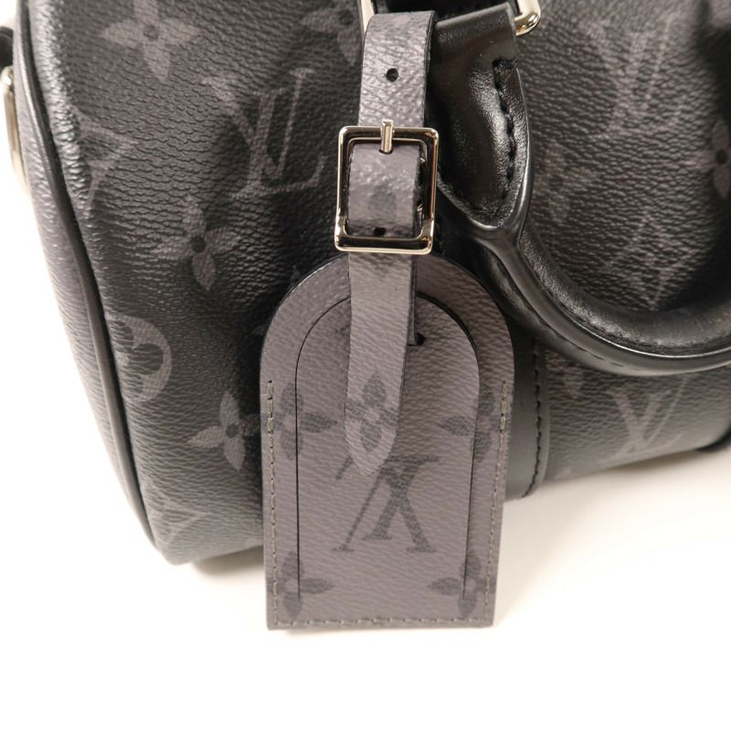 LOUIS VUITTON Monogram Eclipse Keepall Bandouliere 25銀扣手挽肩背兩用袋-7