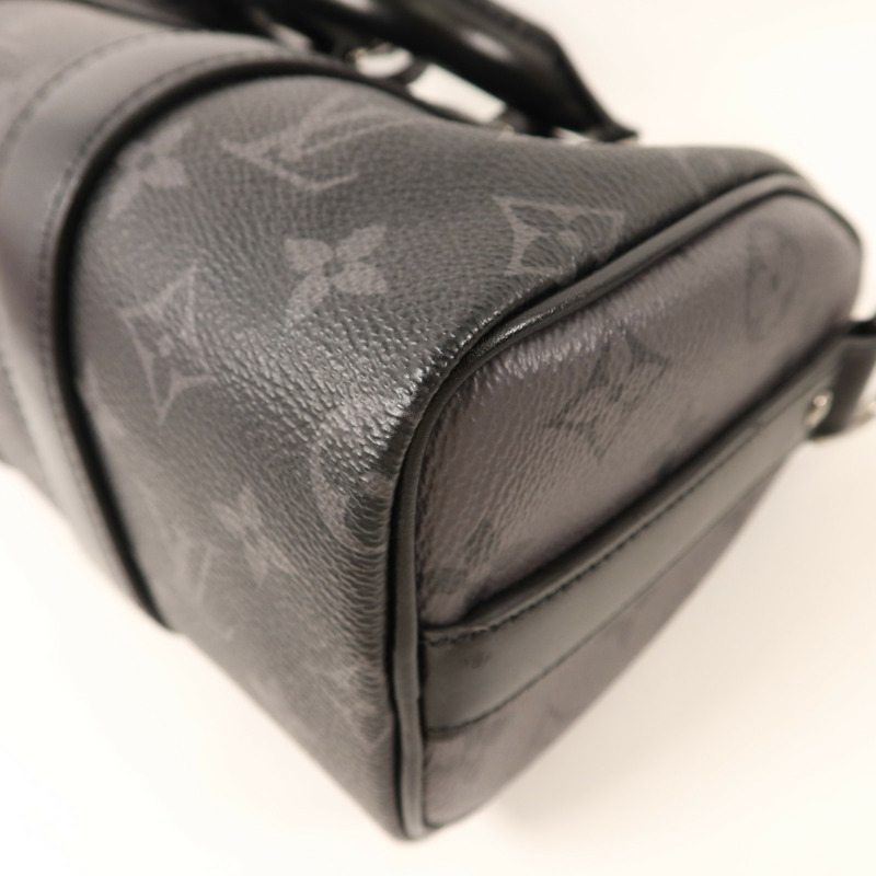 LOUIS VUITTON Monogram Eclipse Keepall Bandouliere 25銀扣手挽肩背兩用袋-9