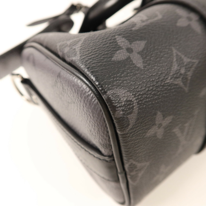 LOUIS VUITTON Monogram Eclipse Keepall Bandouliere 25銀扣手挽肩背兩用袋-10