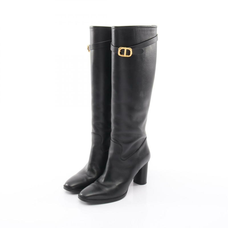 Christian DIOR EMPREINTE 長靴,35.5碼,黑色真皮,二手女款-0