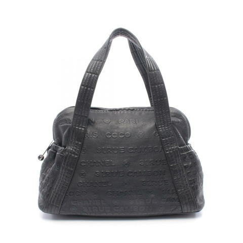 香奈兒 (CHANEL) Unlimited 壓花logo肩背包，黑色皮革，二手，女士款，附五金配件