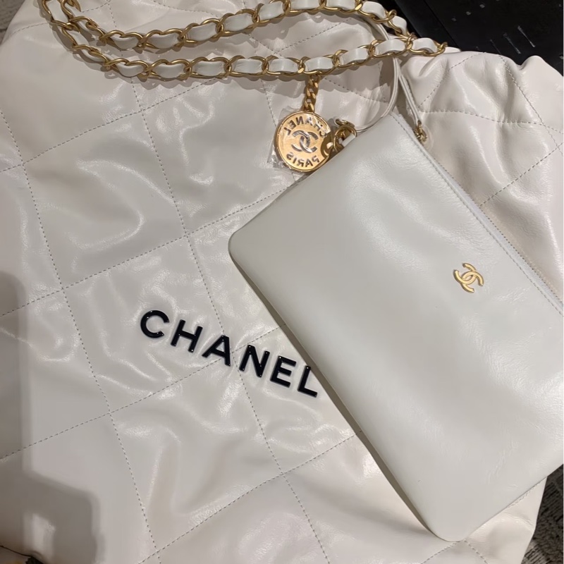 Chanel 22 白色黑字 垃圾袋-2