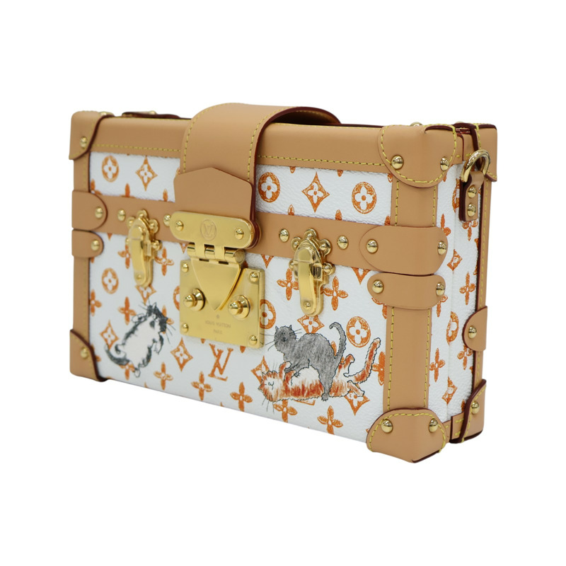 白/橘色 Catogram 帆布 PETITE MALLE 肩背包【LOUIS VUITTON LV 路易威登】 M44461-2