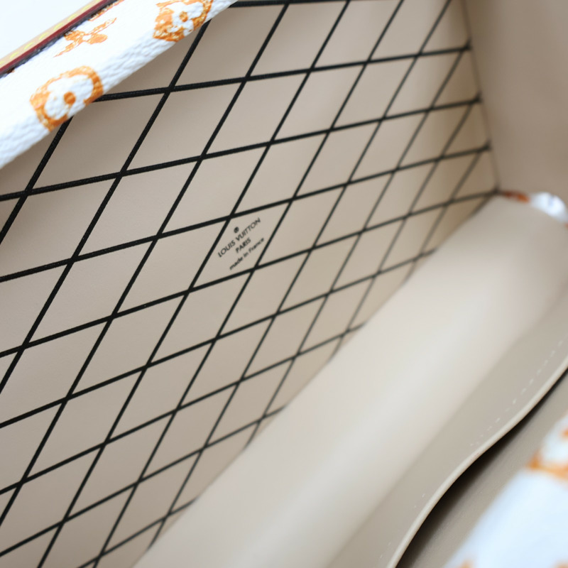 白/橘色 Catogram 帆布 PETITE MALLE 肩背包【LOUIS VUITTON LV 路易威登】 M44461-5