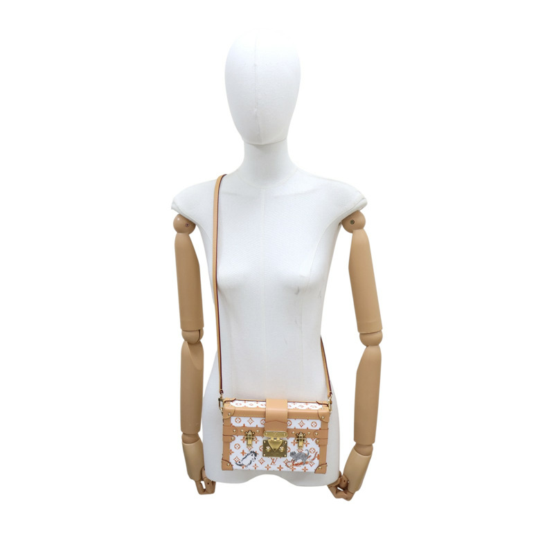 白/橘色 Catogram 帆布 PETITE MALLE 肩背包【LOUIS VUITTON LV 路易威登】 M44461-10