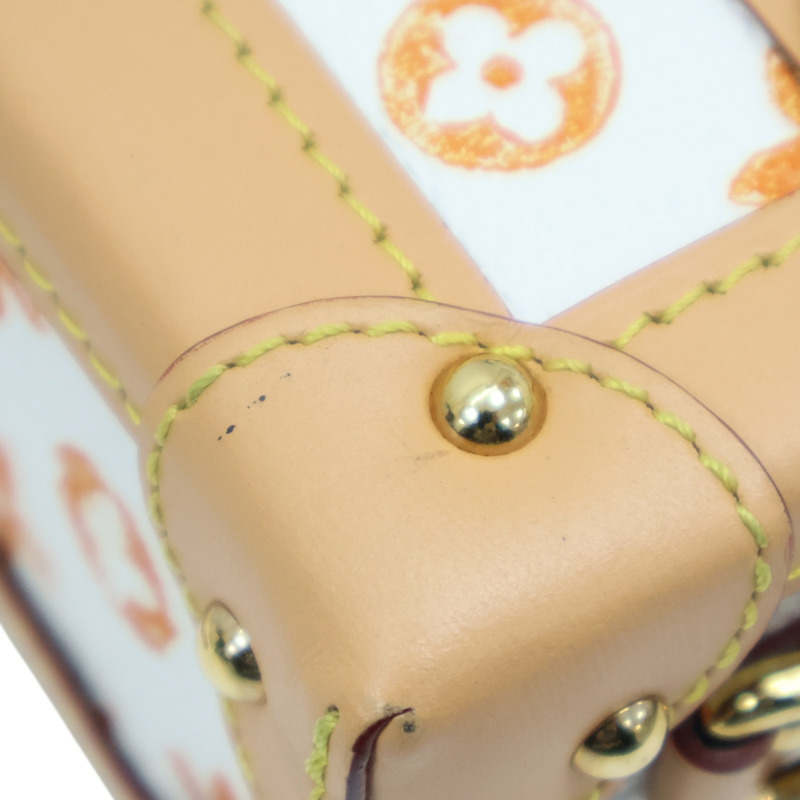 白/橘色 Catogram 帆布 PETITE MALLE 肩背包【LOUIS VUITTON LV 路易威登】 M44461-17